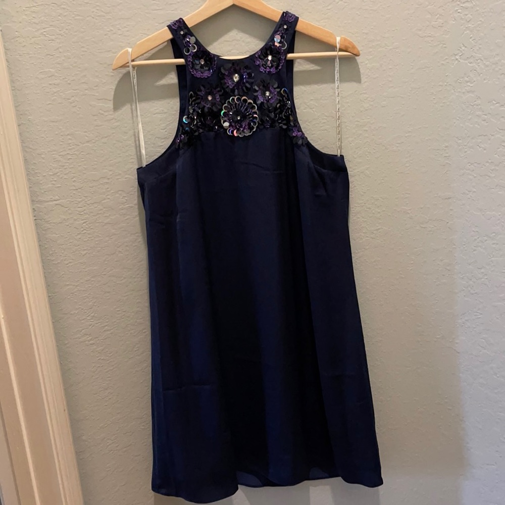 Lilly Pulitzer chelsea shift in navy blue with beaded top size medium